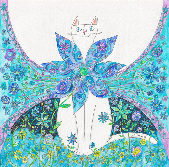 ねこ画家として人気を集める「おかべてつろう」の個展が銀座三越で９月３０日（月）まで好評開催中