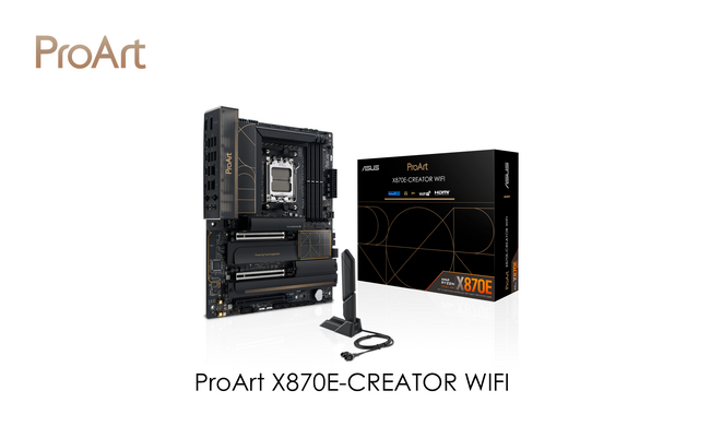ASUSのクリエイター向けブランドのProArtより、AMD AM5 ソケット対応のX870Eマザーボード「ProArt X870E-CREATOR WIFI」を発表