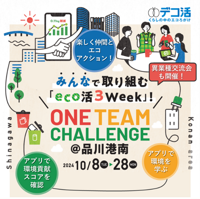脱炭素社会の実現に向けたエコアクションキャンペーン「ONE TEAM CHALLENGE 品川港南」を実施～環境省「デコ活」の一環、品川港南エリアの企業にて展開～