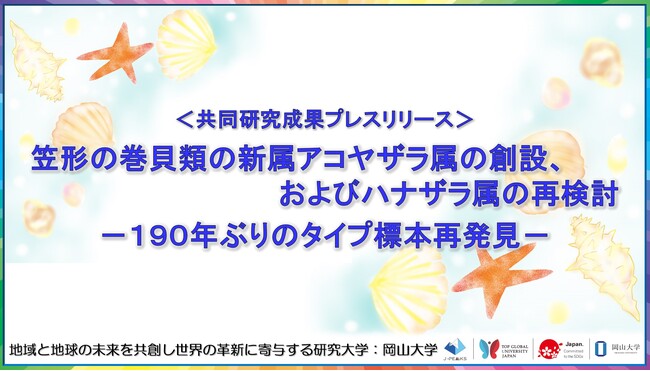 笠形の巻貝類の新属アコヤザラ属の創設、およびハナザラ属の再検討-190年ぶりのタイプ標本再発見-〔京都大学，岡山大学〕