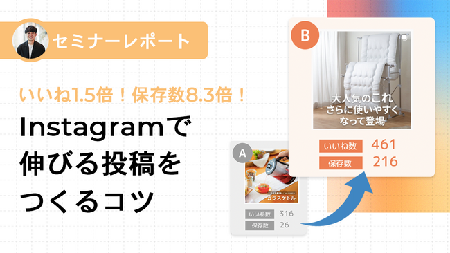 【セミナーレポート公開】いいね数1.5倍！保存数8.3倍！Instagramで伸びる投稿をつくるコツ