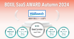 WeBoardzが、「BOXIL SaaS AWARD Autumn 2024」 業務可視化ツール部門で「Good Service」ほか4つのNo.1に選出されました。