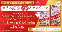 〈物語〉シリーズとSTEINS;GATEのコラボ記念！ 『謎物語』『繰り返す死の運命からの脱出』のどちらかを購入で限定のダブルビジュアル特典がもらえる応援キャンペーンを開催！