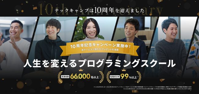 プログラミングスクール「テックキャンプ」設立10周年記念キャンペーンの実施