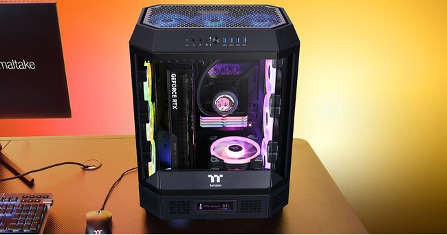 Thermaltake社製、背面コネクタ設計のマザーボードに対応した、八角柱デザインのミドルタワー型PCケース「The Tower 600」シリーズを発表