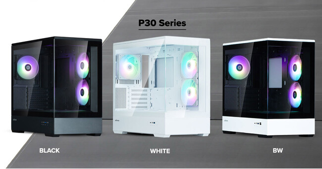 ZALMAN社製、アドレサブルRGBファンを3基搭載したピラーレスデザインのミニタワー型PCケース「P30 V2」シリーズを発表