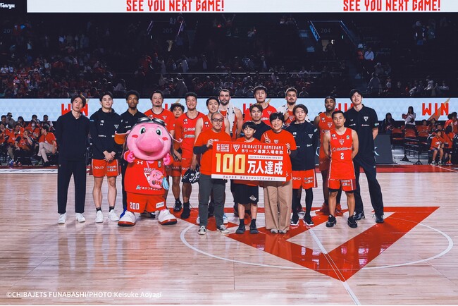 【千葉ジェッツ】Bリーグ ホームゲーム通算入場者数100万人達成!!