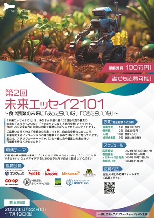 応募総数は1,076件！受賞ノミネート作品12件を選出！第二回『未来エッセイ2101』　～22世紀の食や農業の未来を思い描くエッセイコンテスト～