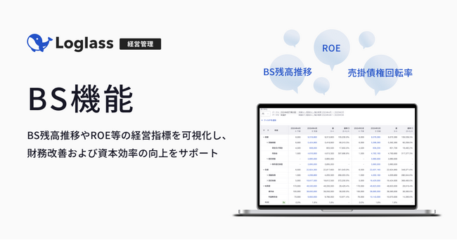 クラウド経営管理システム「Loglass」が、「BS機能」を10月22日(火)より提供開始