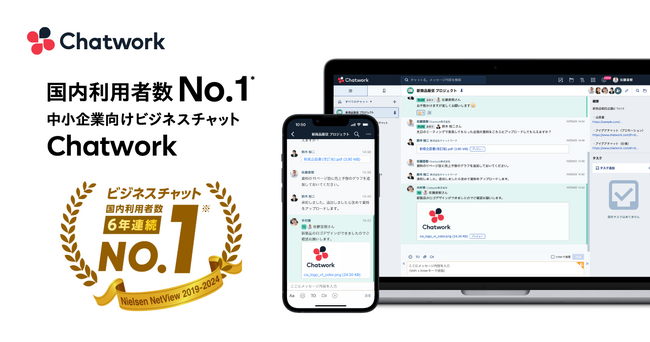 「Chatwork」がビジネスチャット国内利用者数6年連続No.1(*1)を獲得