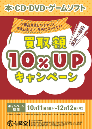 本やゲームを売るなら今！有隣堂で年末前の買取金額10%UPキャンペーン！