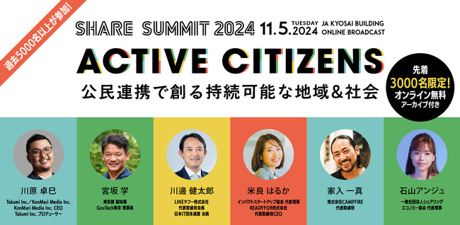登壇者過去最多90名に！日本最大のシェアリングエコノミーの祭典「SHARE SUMMIT 2024」