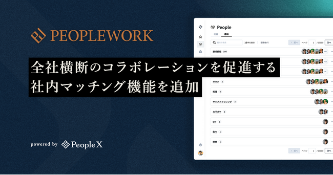 PeopleX、「PeopleWork」に全社横断のコラボレーションを促進する社内マッチング機能を追加