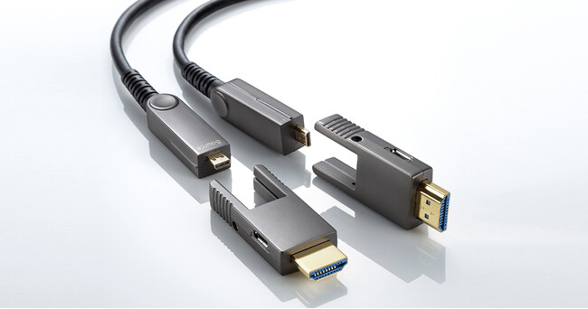 配管の通線工事に便利な脱着式コネクタを採用した光ファイバHDMIケーブルを発売