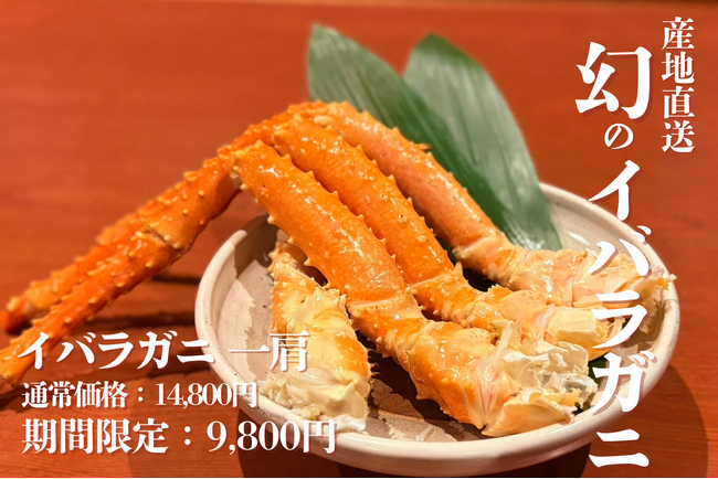 〈5,000円割引〉今が旬の希少なイバラガニが一肩9,800円で食べられる期間限定キャンペーン開催！【北海道海鮮 にほんいち 本町店】