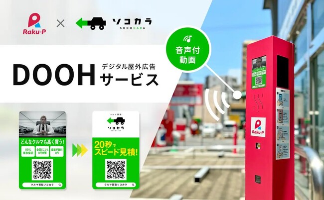 クルマ買取販売ソコカラ、コインパーキングにおける新しいDOOHサービス（デジタル屋外広告）をリリース