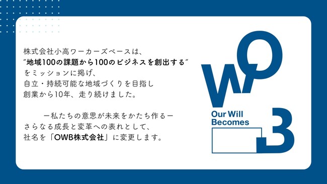 【社名変更と記念イベント開催】株式会社小高ワーカーズベースは創立10周年を節目にOWB株式会社へ。記念イベントを11月17日(日)に開催