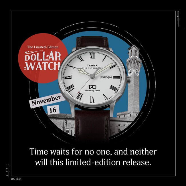 170周年の時計ブランド＜TIMEX/タイメックス＞が、170円の “ワンダラーウォッチ” を、11月16日(土)に、1日限定で発売。