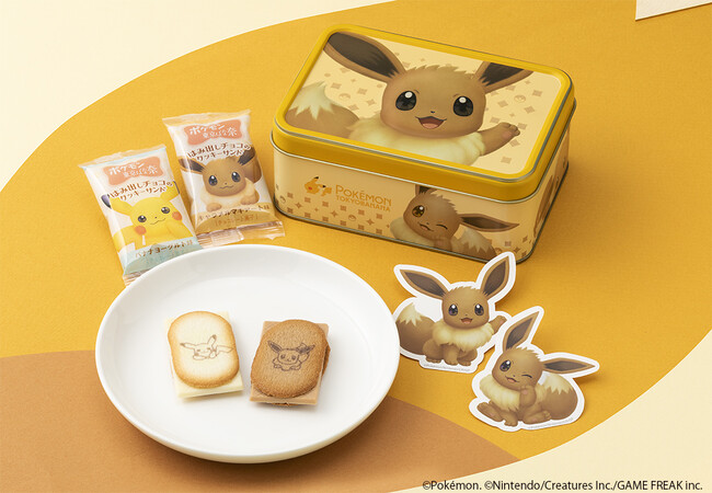 【ポケモン東京ばな奈】大人気のクッキーサンドがイーブイ缶になって誕生！キラキラおめめのイーブイが可愛すぎるスペシャルステッカー付き