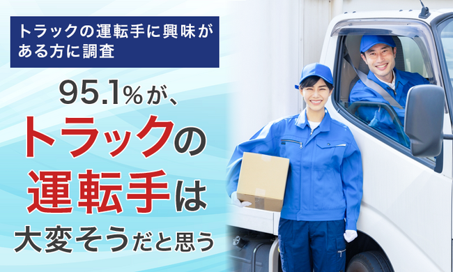 【トラックの運転手に興味がある方に調査】95.1％が、トラックの運転手は「大変そうだと思う」