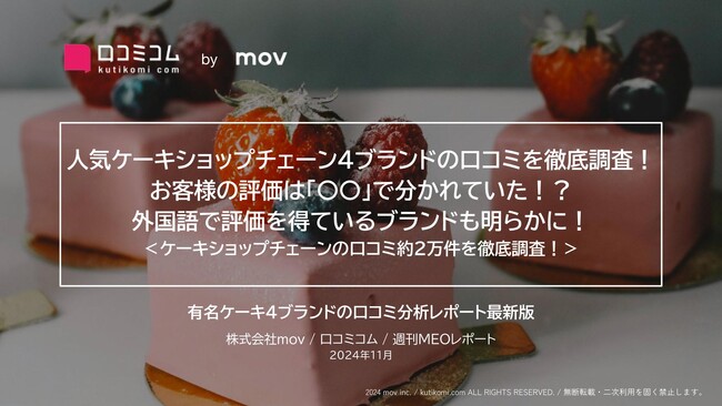 人気ケーキショップチェーン4ブランドの口コミを徹底調査！お客様の評価は「〇〇」で分かれていた！？