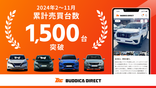 ダマさないから さらにネットで売れた　　　　　　　　　　　　　　11月末時点で累計売買台数1,500台突破のお知らせ