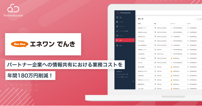【電力業界初】エネワンでんき、次世代型 代理店連携管理クラウド 「PartnerSuccess PRM」導入し月間105時間の工数削減を実現