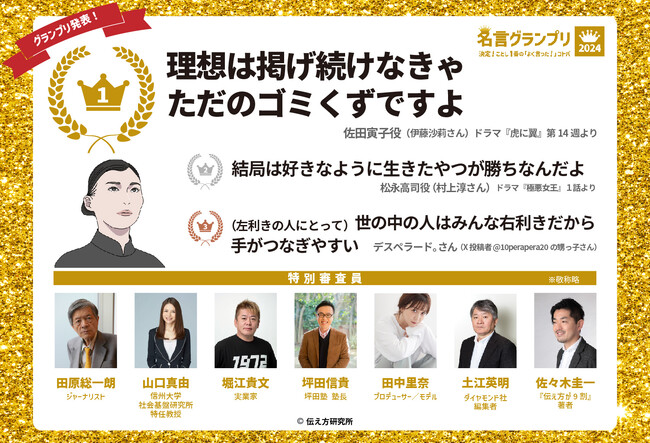 今年１番の「よく言った！」“名言”は、大ヒット朝ドラ「寅ちゃん」に決定！第8回「名言グランプリ2024」ベスト３発表！