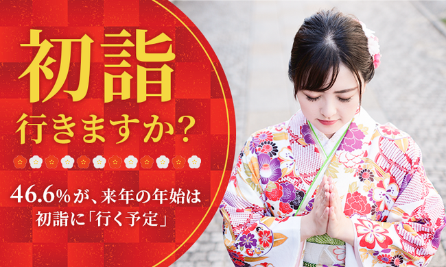 【初詣行きますか？】46.6％が、来年の年始は初詣に「行く予定」