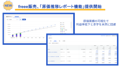 freee販売、「原価推移レポート」の提供を開始　案件ごとの月別の原価実績を可視化し案件ごとの原価率低下や赤字を事前に検知