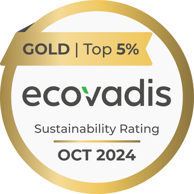 国際的な評価機関EcoVadis社によるサステナビリティ調査で上位5％の「ゴールド」評価を獲得