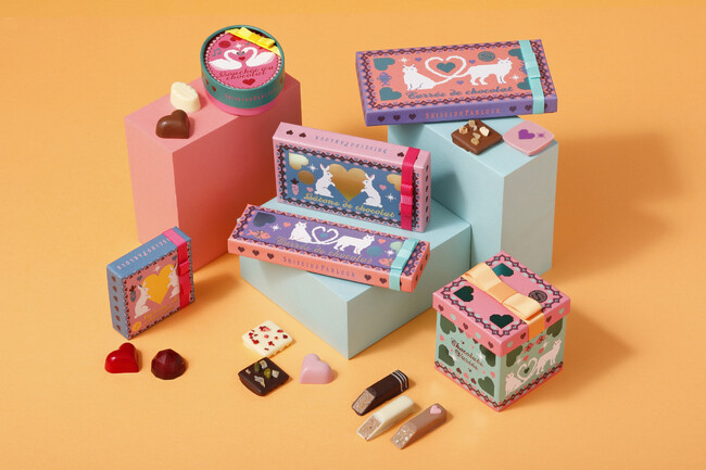 ピクセルアートのかわいい動物たちからハートを集めよう(ハート)資生堂パーラーのバレンタインコレクション2025