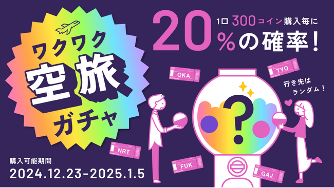 旅のサブスク(R)「HafH」運命の旅先に出会える？！「ワクワク空旅ガチャ」を12月23日（月）より期間限定スタート