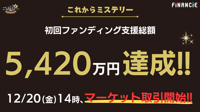 マーダーミステリー市場規模一兆円を目指すプロジェクト、『これからミステリー』がトークン発行型クラウドファンディングにて5,420万円の資金調達を達成！
