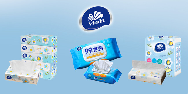 「あなたの日常に寄り添う」をコンセプトに、Vinda（ビンダ）のソフトパックティッシュ、ボックスティッシュ、ウェットティッシュを販売