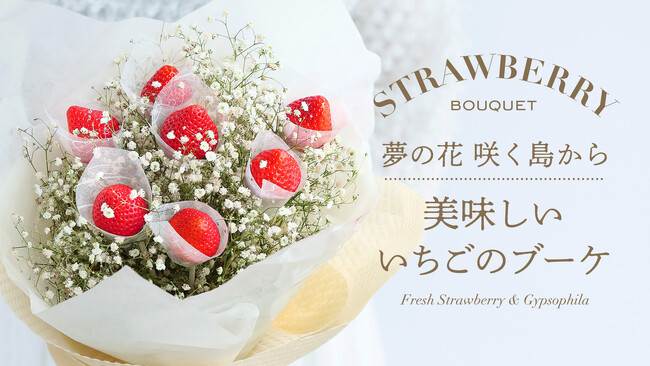 12月24日（火）11時より新品種いちご「恋みのり」と特産のかすみ草をかけあわせ、実用新案登録を取得した「美味しいいちごのブーケ」の先行予約販売を開始します！