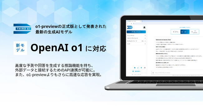 「Third AI 生成AIソリューション」、最新の生成AIモデルOpenAI o1に対応完了