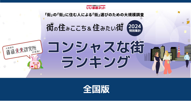 コンシャスな街ランキング2024<全国版>(街の住みここちランキング特別集計)発表