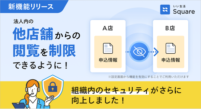 「いい生活Square」に申込閲覧制限機能をリリース 入居申込情報を組織ごとに閲覧設定が可能に