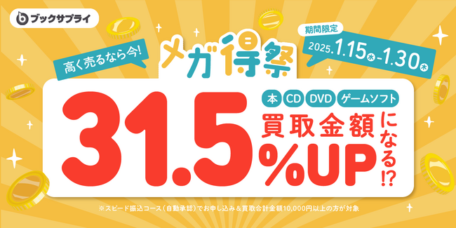 メガ得祭突入！買取金額31.5%UPの衝撃！