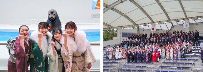 【鴨川シーワールド】水族館での「二十歳の集い」に161名の新成人が参加！笑うアシカ「カンジ」が愛らしいスマイルで祝福！！