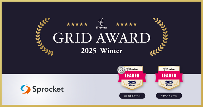 Sprocketが「ITreview Grid Award 2025 Winter」Web接客ツール部門/ABテストツール部門で最高位の「Leader」を受賞