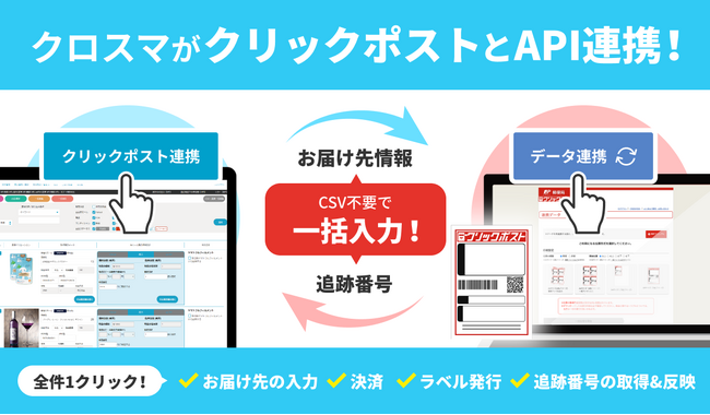 【クロスマ】がクリックポスト拡張機能とAPI連携! CSVや手作業が一切不要に