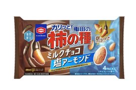 『73g 亀田の柿の種 ミルクチョコ×塩アーモンド』