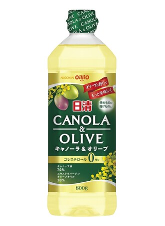 いつもの料理をオリーブの香りでもっとおいしく！「日清キャノーラ＆オリーブ」に大容量の８００gを追加発売