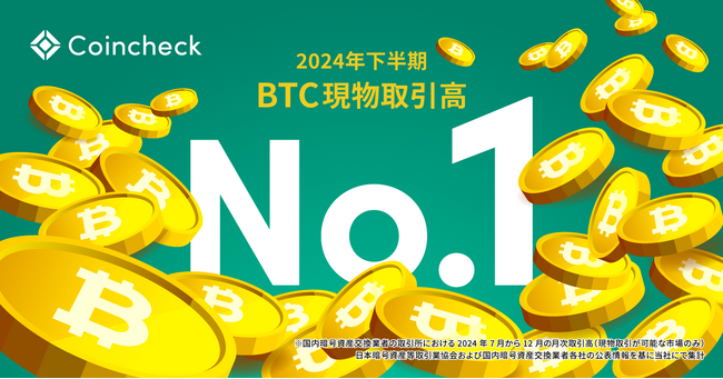 Coincheck取引所、ビットコイン現物取引高2024年下半期「国内No.1」を獲得