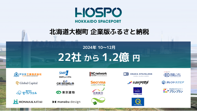 民間にひらかれた商業宇宙港「北海道スペースポート」プロジェクトに企業版ふるさと納税で新たに22社、1億2,090万円の寄附
