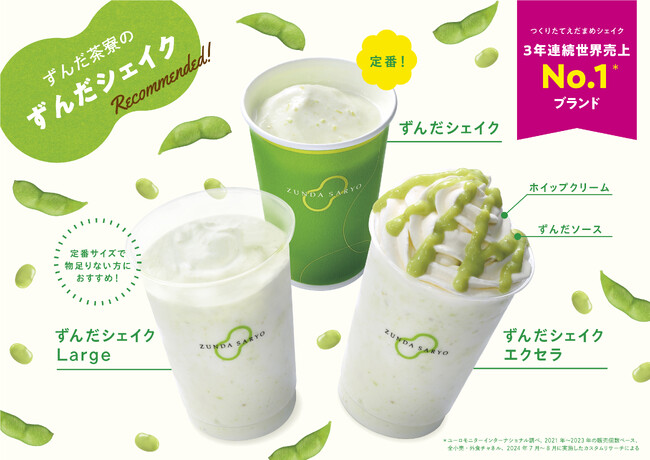 【世界一】『ずんだ茶寮ずんだシェイク(R)』3年連続世界売上No.1*¹達成!!