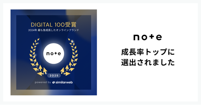 note、2024年に日本で成長したデジタルブランドのトップに選出