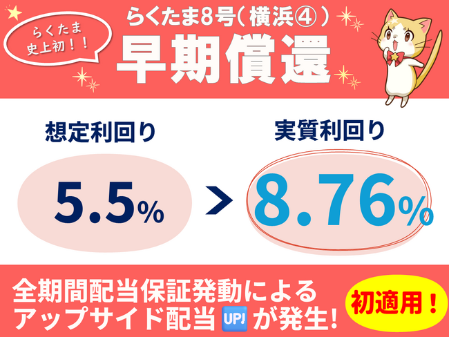 【早期償還のお知らせ】らくたま8号(横浜4.)、らくたま10号(横浜5.)